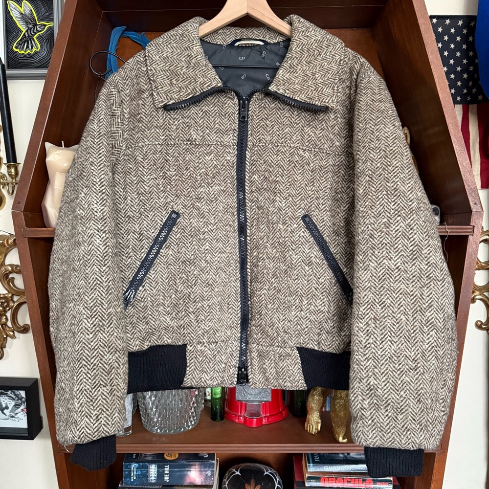 Vintage 80’s CB Sport - Wool Herringbone Bomber Jacket - Men’s XL